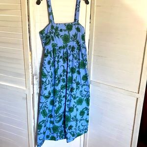 Zara blue patterned midi dress size medium